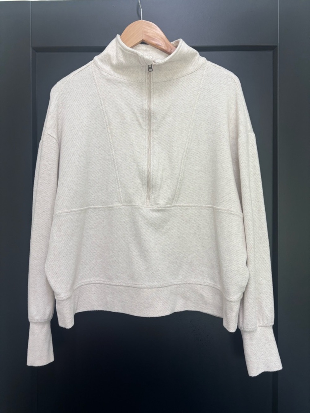 Faherty Legend Half Zip Sweatshirt Sz L Off White Organic Cotton Pullover - Picture 4 of 11